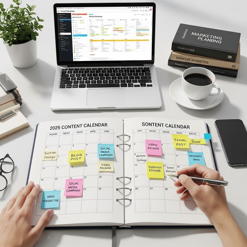 Social media marketing content calendar and campaign planning