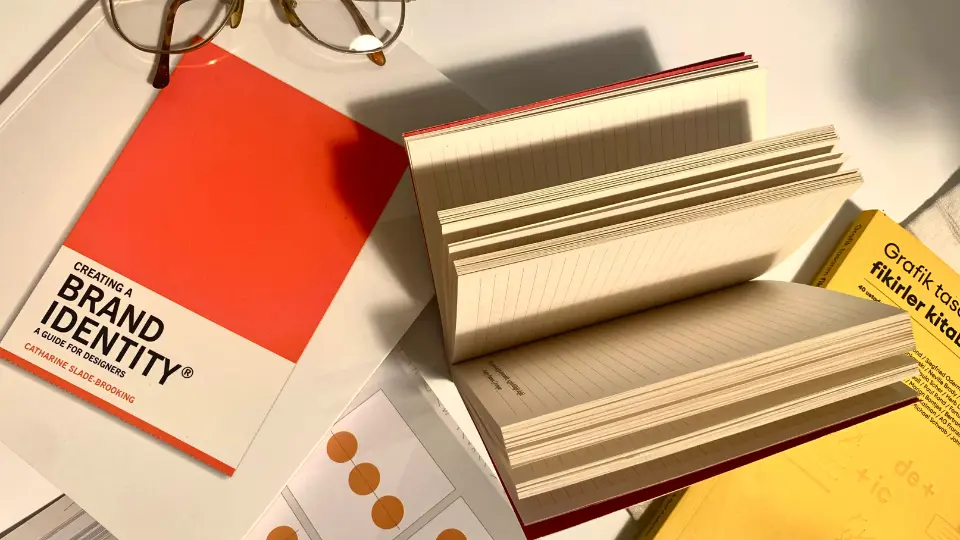 Brand identity guide with mood boards and color swatches