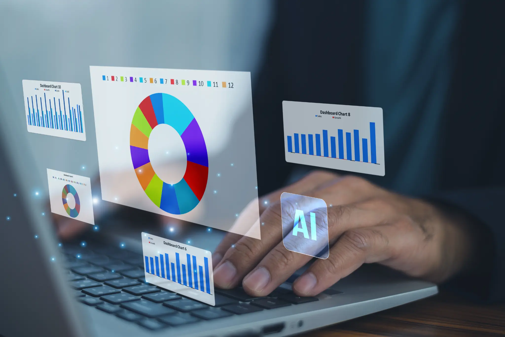 AI chatbot performance dashboard showing deflection and lead qualification metrics