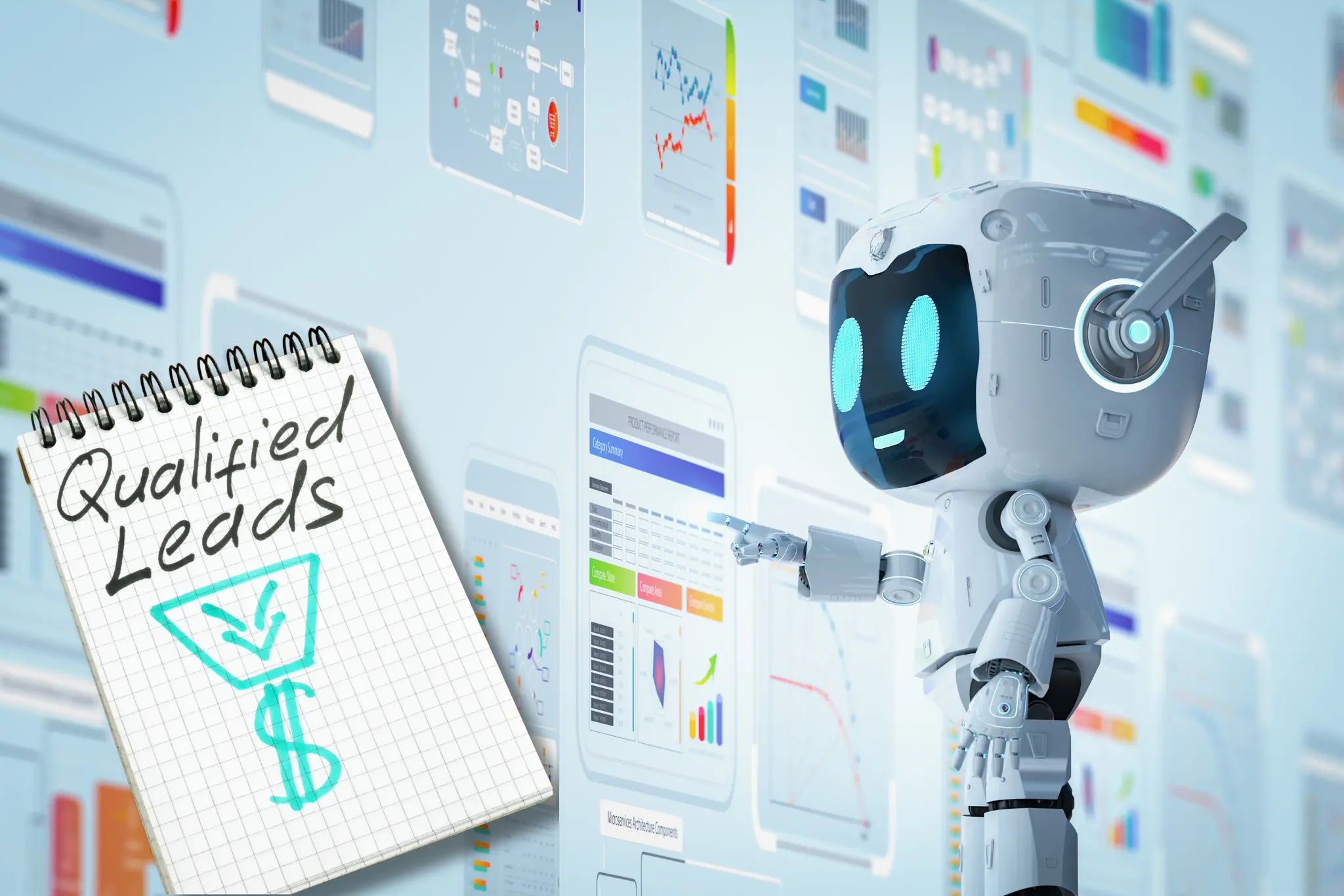 AI chatbot lead qualification flowchart routing a qualified lead to sales