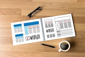 Website redesign process showing old and new website layouts
