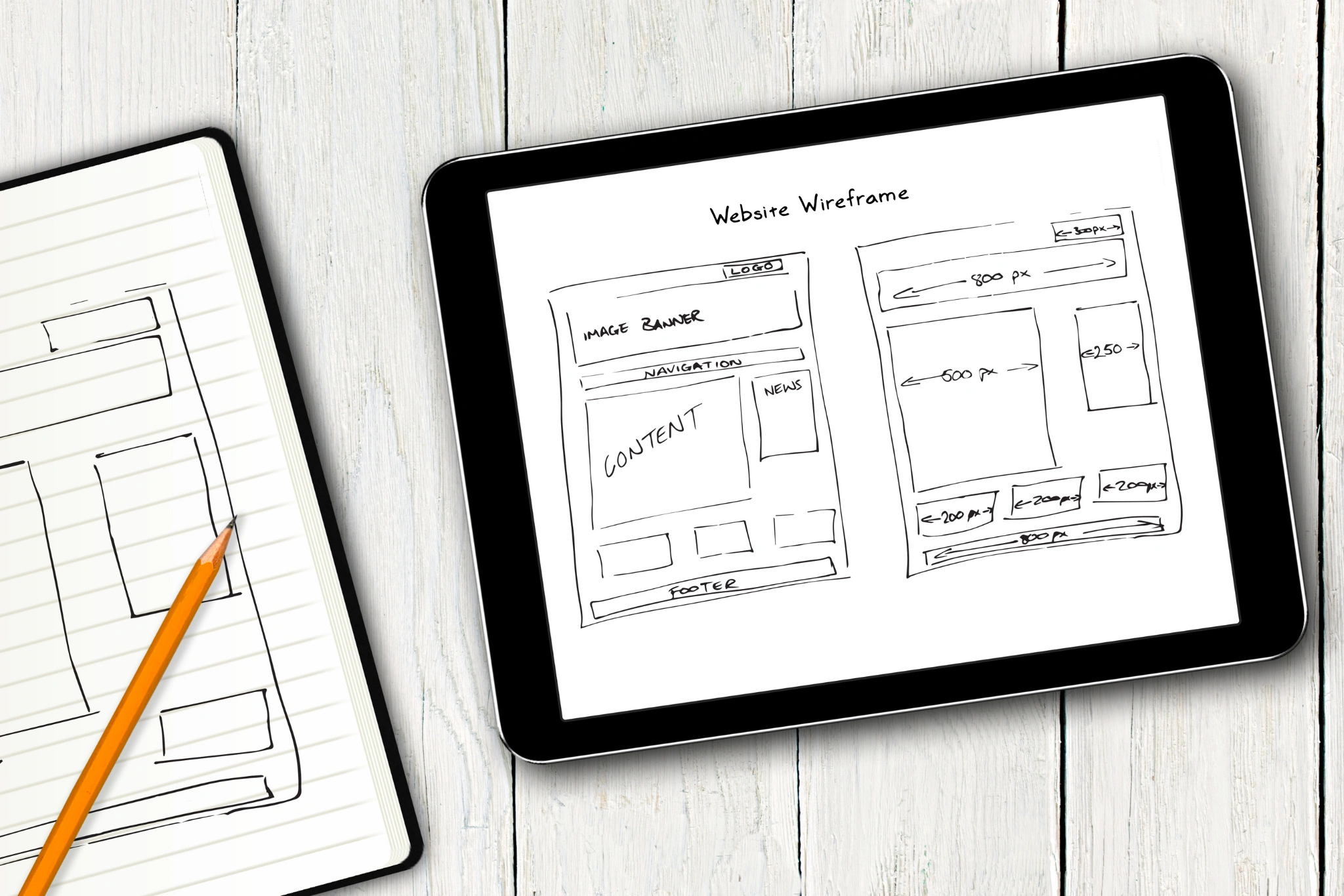 Website design guide showing responsive design and development