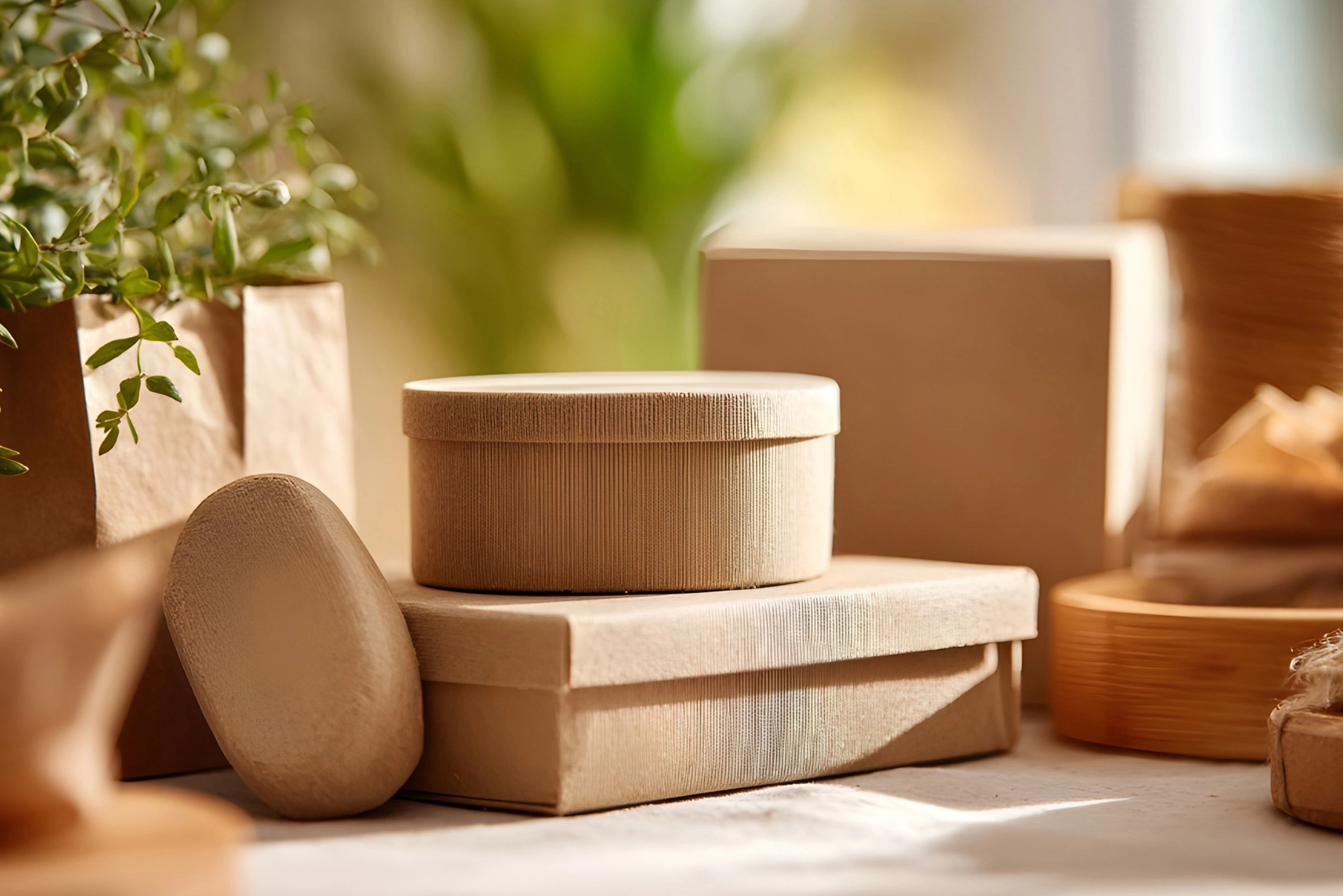 Tactile packaging design with embossed logo and textured finish
