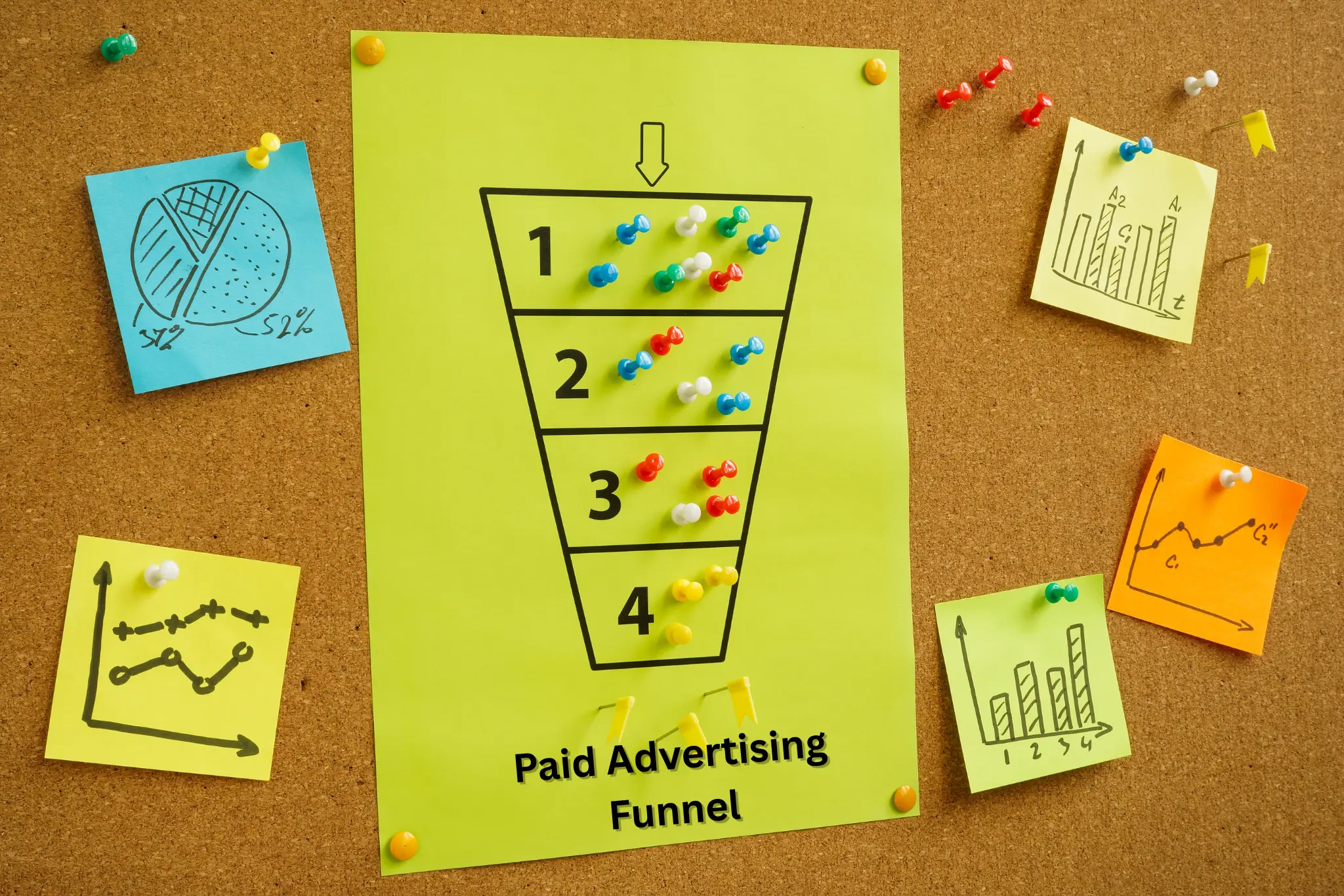 Paid advertising funnel from ad click to conversion and optimization